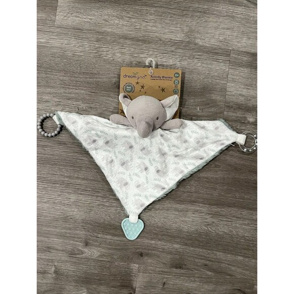 Dream Gro Activity Blankie Elephant Lovey Baby Security Blanket Gray And Green - Picture 2 of 5